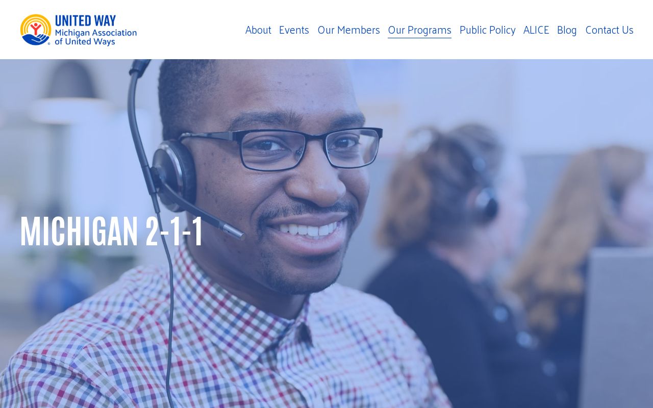 Michigan 2-1-1 access page in the Michigan phone directory of community services